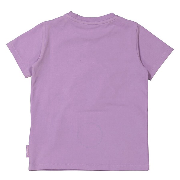 Moncler Girls Lavender Logo Embroidered Cotton T-Shirt