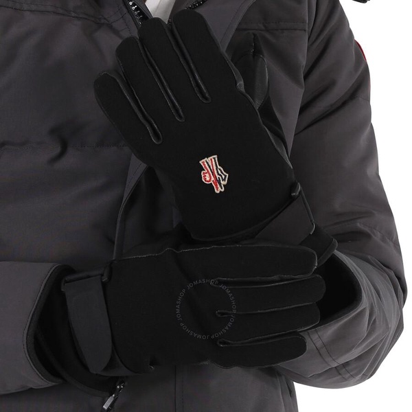 Moncler Men's Black Padded Logo-embroidered Gloves