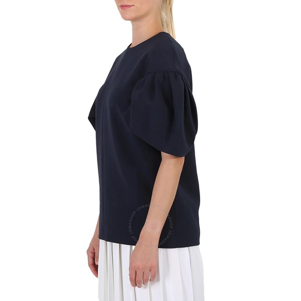 Victoria Beckham Ladies Knit Tops Navy Tuck Sleeve Top, Brand