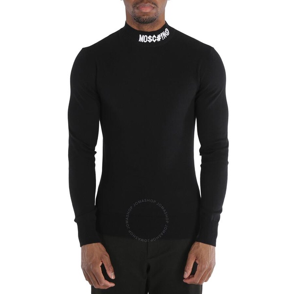 Moschino Men's Black Logo Funnel-neck Jumper