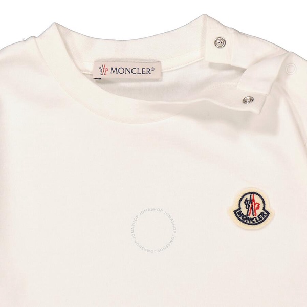 Moncler Girls Natural Ruffle-Trim Logo Patch Long-Sleeve T-Shirt