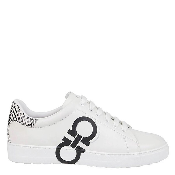 Salvatore Ferragamo Ladies White Leather Gancini Sneakers