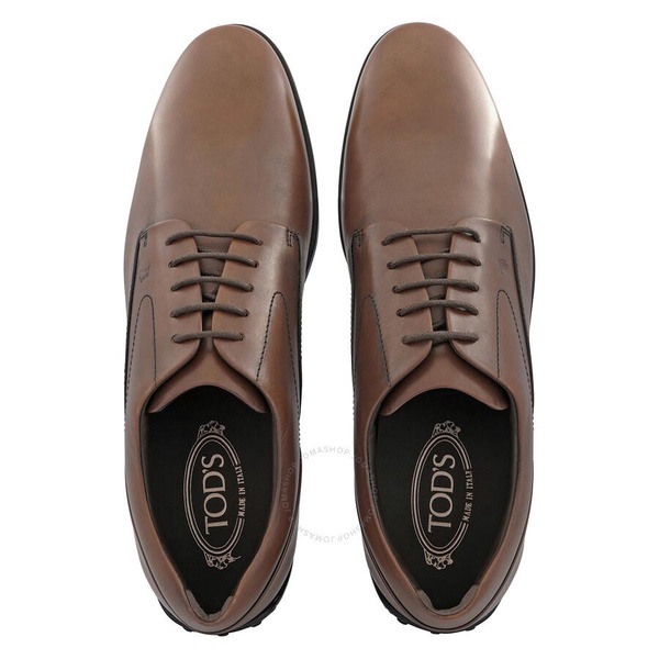 Tods Brown Leather Lace-Up Derby Shoes