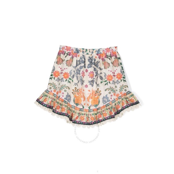 Zimmermann Cream Tropical Tropical-Print Cotton Skirt