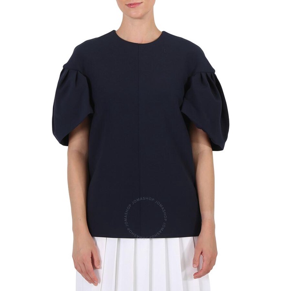 Victoria Beckham Ladies Knit Tops Navy Tuck Sleeve Top, Brand