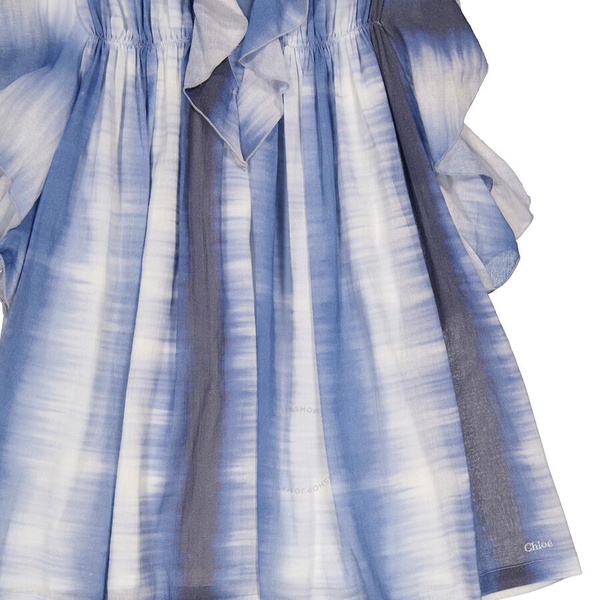 Chloe Girls Blue White Abstract Printed Ruffled Dress