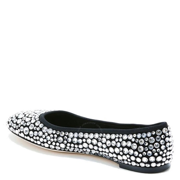 Giuseppe Zanotti Ladies Amur Crystal Suede Ballerina Flats