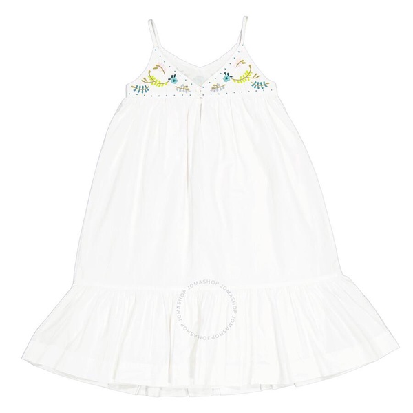 Bonpoint Girls Blanc Lait Anya Floral-Embroidered Cotton Dress