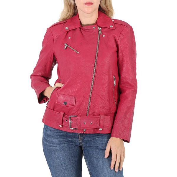 Michael Kors Ladies Crinkled Leather Moto Jacket