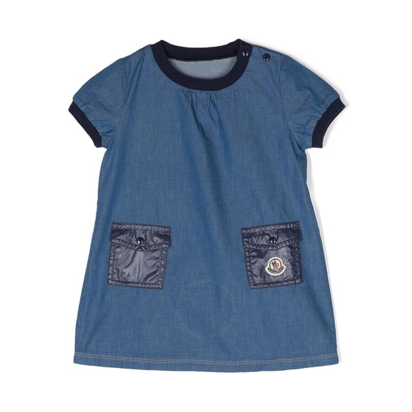 Moncler Kids Denim Logo Pocket Dress