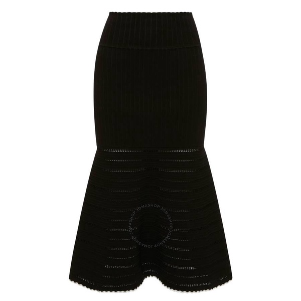 Victoria Beckham Black Flared Midi Knit Skirt