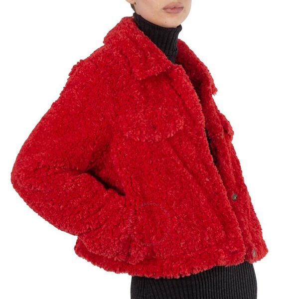 Michael Kors Ladies Faux Sherpa Trucker Jacket In Red