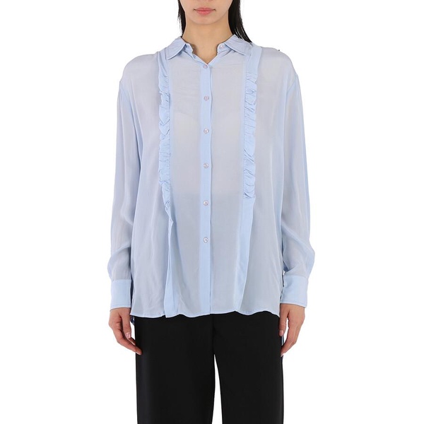 Essentiel Ladies Light Blue Ruffled Oversized Shirt