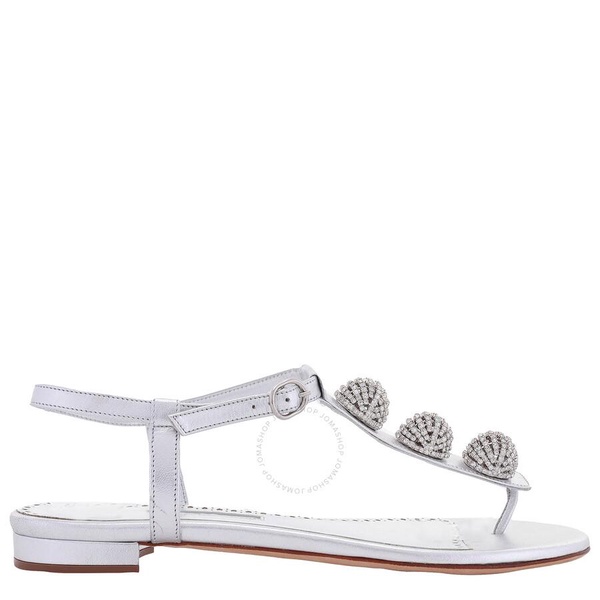 Manolo Blahnik Hobela Nappa Embellished Flat Sandals