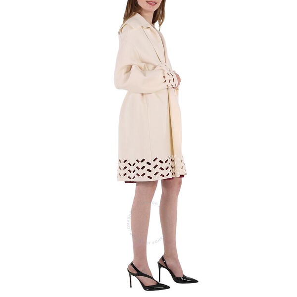 Alaia Ladies Ivory Openwork Pea Coat