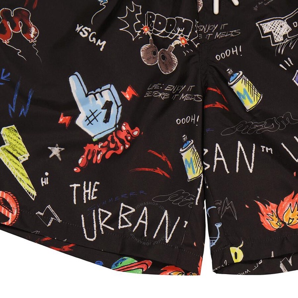 MSGM Boys Nero Graphic Print Swim Shorts