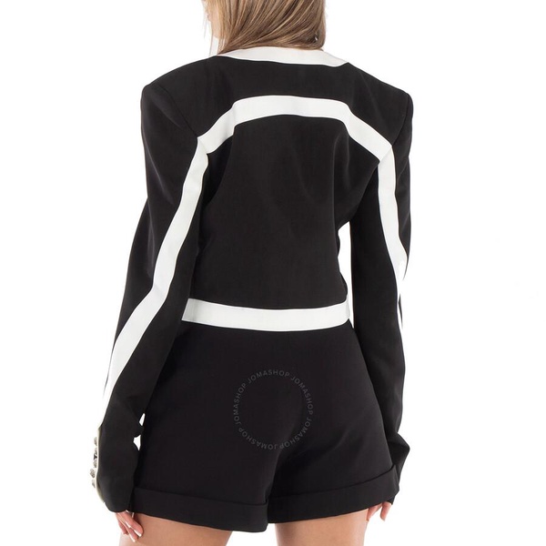 Philipp Plein Black And White Stretch Viscose Cady Jacket