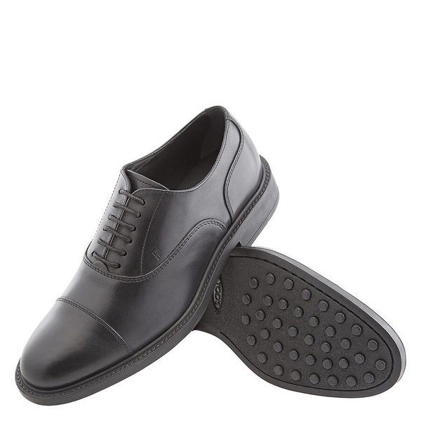 Tods Men's Black Leather Dress Oxford Lace Up