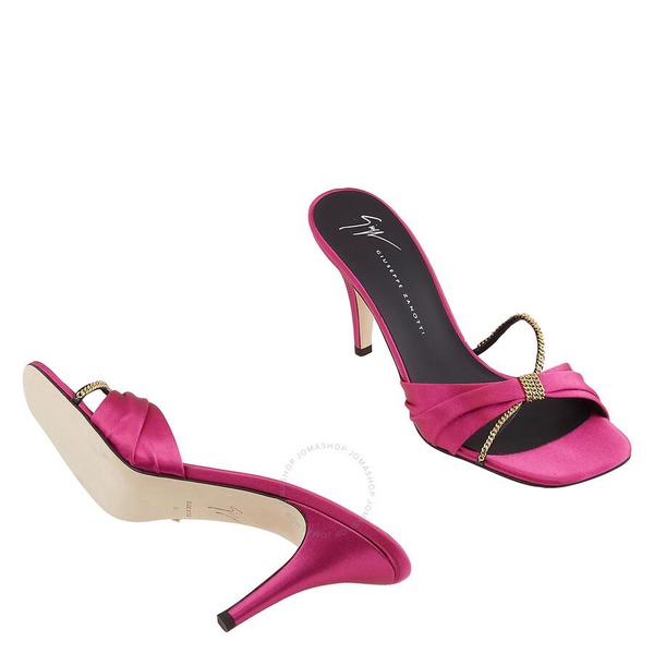 Giuseppe Zanotti Ladies Symonne Fuxia Satin Mules