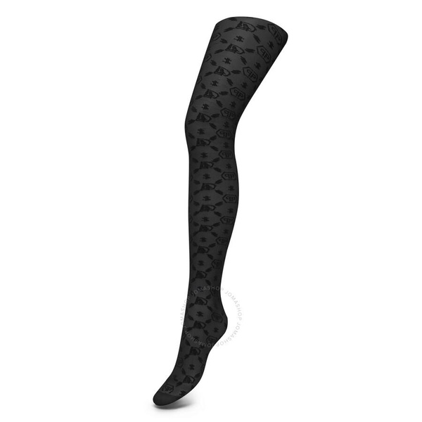 Philipp Plein Black Monogram Nylon Tights