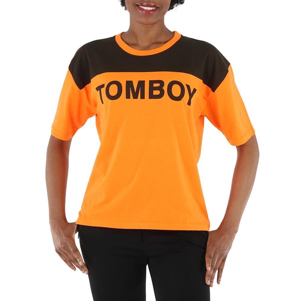 Filles A Papa Ladies Orange/Black Jersey T-Shirt With Tomboy