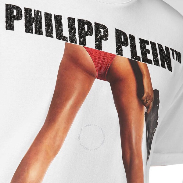 Philipp Plein Bang Bang Rhinestone Print Cotton Jersey T-Shirt