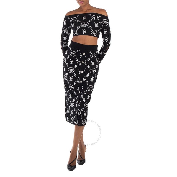 Philipp Plein Monogram Jacquard Jersey Knit Top and Skirt Set