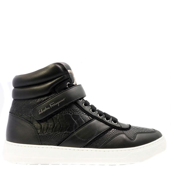 Salvatore Ferragamo Men's Black Noe Exoti High-top Sneakers