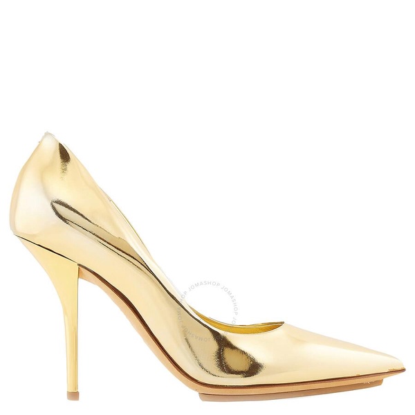 Burberry Ladies Gold Metallic Leather TB Monogram Pumps