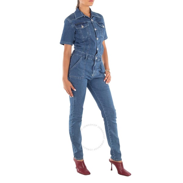 Philipp Plein Short Sleeve Denim Jumpsuit