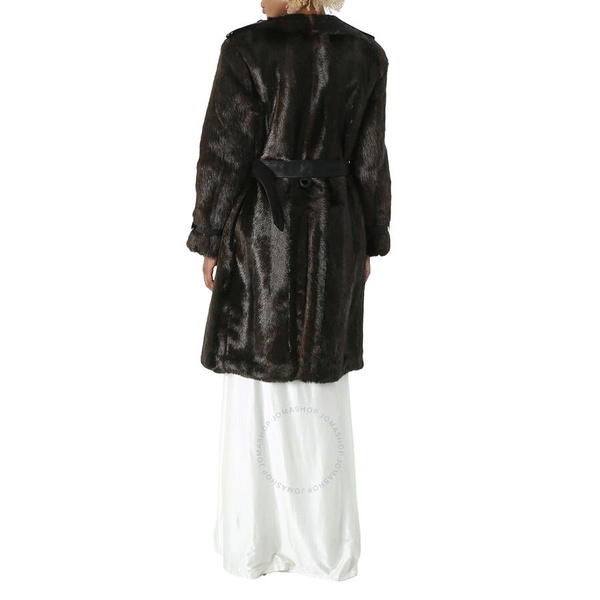 Burberry Ladies Brown Double-Breasted Fur Coat