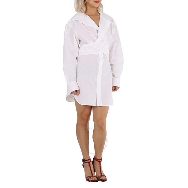 T by Alexander Wang Ladies White Cotton Cross Front Shirt Dress