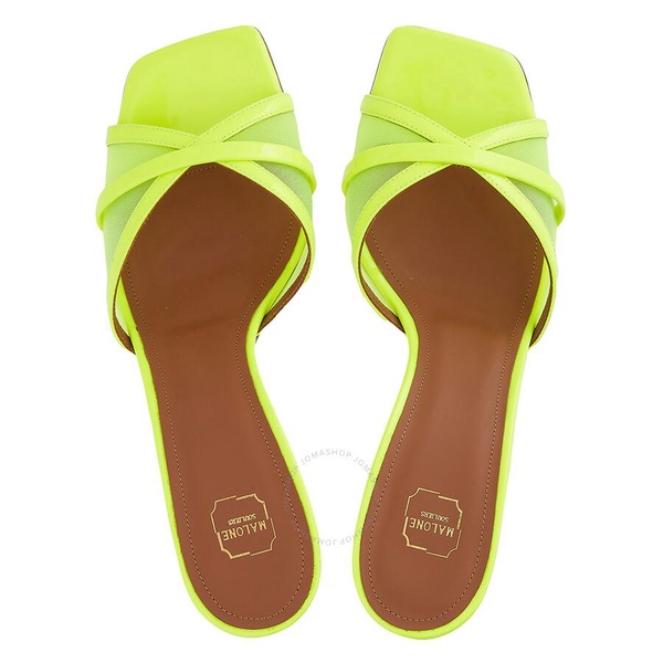 Malone Souliers Ladies Neon Yellow Perla 70 Leather Mesh Sandals