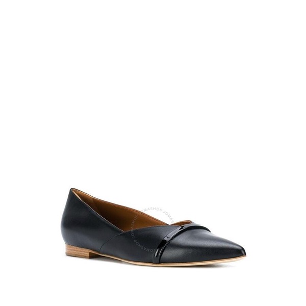 Malone Souliers Black Leather Colette Pointed-Toe Flats