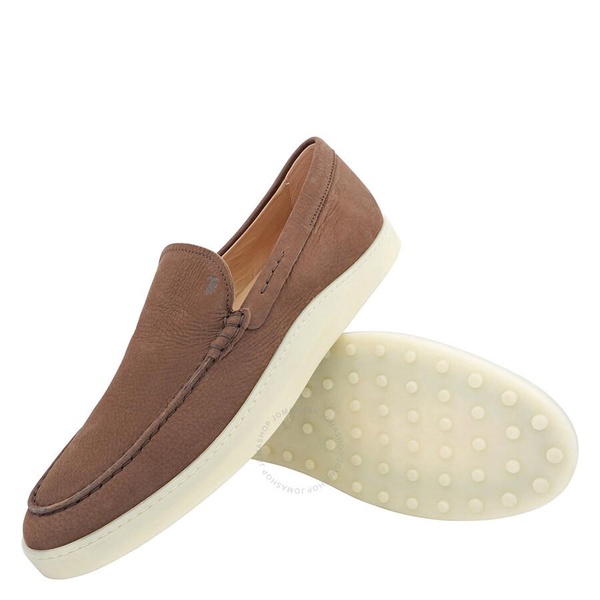 Tods Men's Walnut Suede Slip-On Moccasins