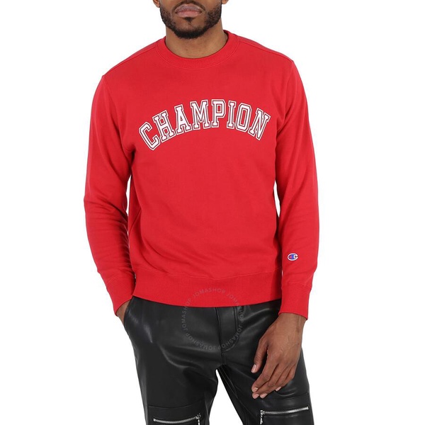 Champion Bright Red French Terry Varsity Crewneck Sweatshirt