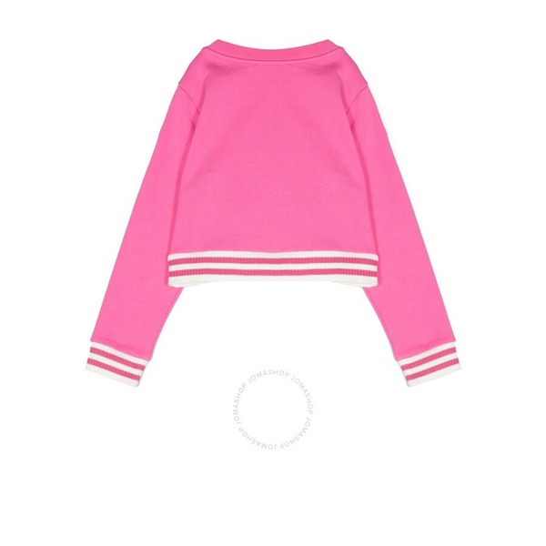 Moncler Kids Pink Embroidered Motif Cropped Sweatshirt