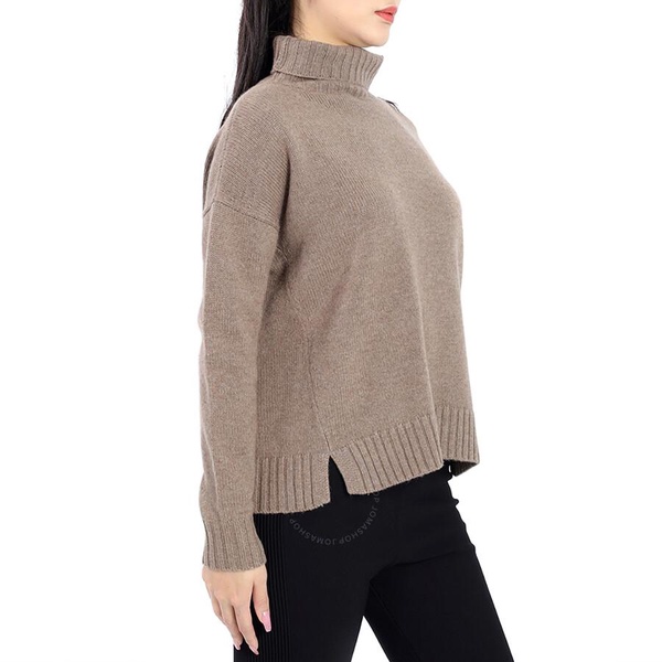 Max Mara Trau Wool And Cashmere High-neck Knitted Sweater In Turtledove