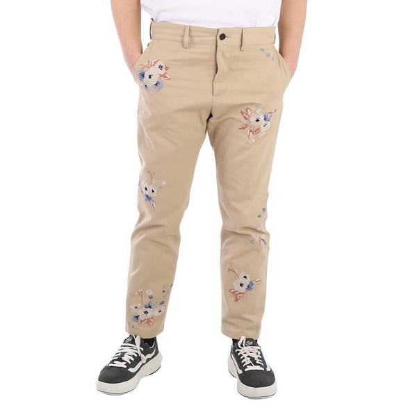 Burberry Slim Fit Floral Embroidered Cotton Chinos