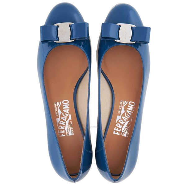 Salvatore Ferragamo Blue Vara Bow Pump Shoe