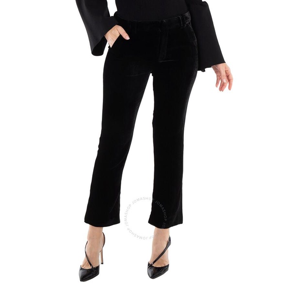 Balmain Ladies Noir Flared-Cut Velvet Trousers