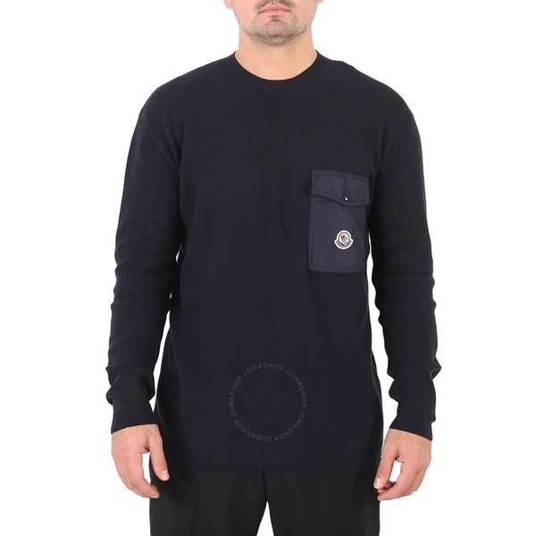 Moncler Men's Navy Logo-Patch Ribbed Jumper