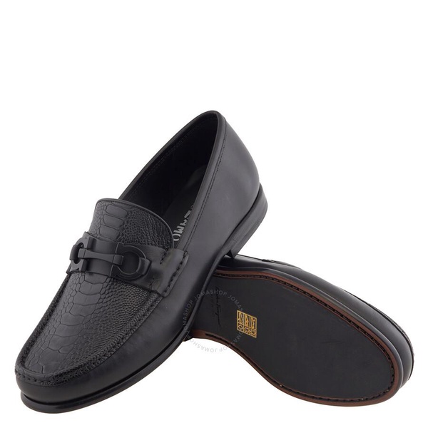 Salvatore Ferragamo Men's Black Leather Gancini Loafers