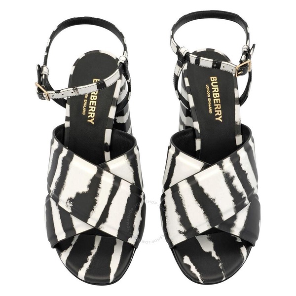 Burberry Ladies Castlebar Watercolour Print Block-Heel Sandals