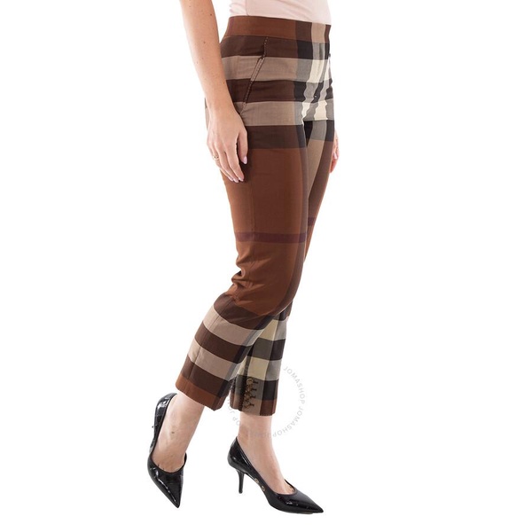 Burberry Ladies Dark Birch Brown Check Aimie Pant