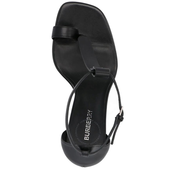 Burberry Black Leather Stefanie T-Strap Stiletto Sandals