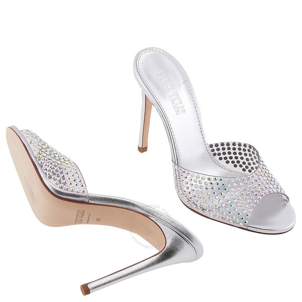 Paris Texas Ladies Iridescent Crystal Holly PVC Stiletto Mules