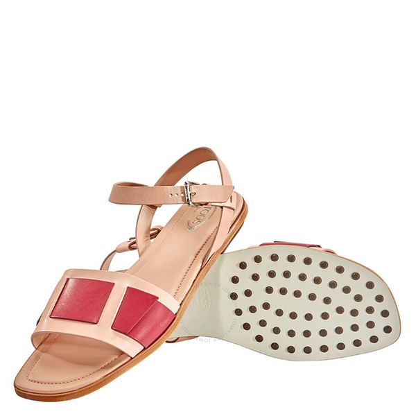 Tods Womens Sandals in Powder/Medium Red