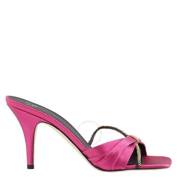 Giuseppe Zanotti Ladies Symonne Fuxia Satin Mules