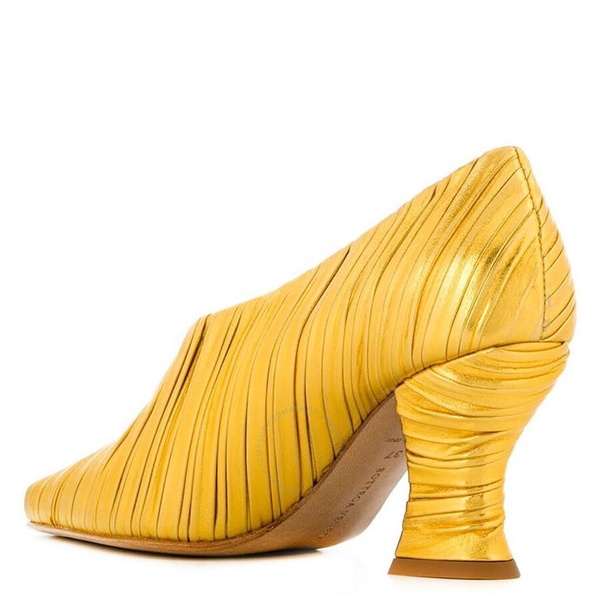 Bottega Veneta Ladies Yellow Almond 75mm Pumps